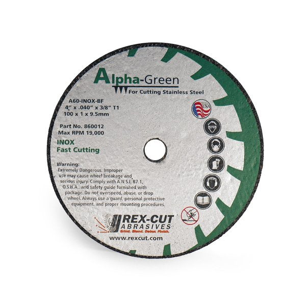 Alpha Green Cut Off Wheel 4 X .045 X 5/8 T1 Alpha Green