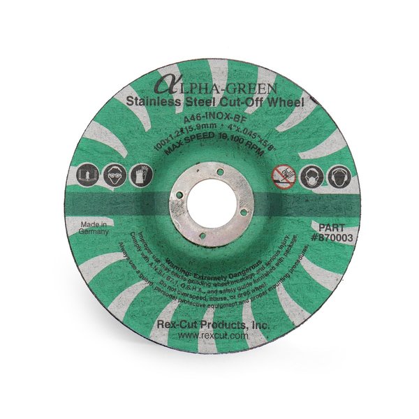 Alpha Green Cut Off Wheel 4 X .045 X 5/8 T27 Alpha Green