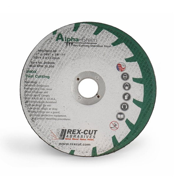Alpha Green Cut Off Wheel 6 X .045 X 7/8 T1 Alpha Green