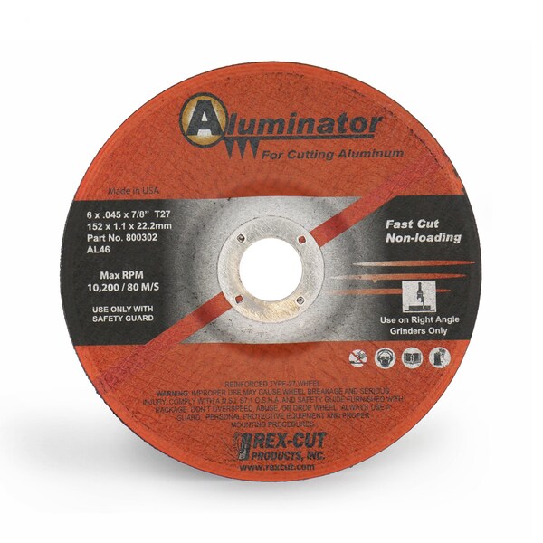 Aluminator Cut Off Wheel 6 X .045 X 7/8 T27 Aluminator