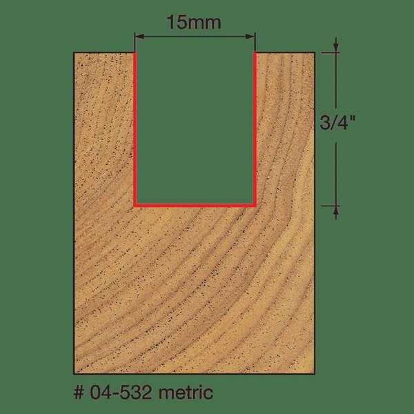 Double Flute Straight Bit, 15 dia.