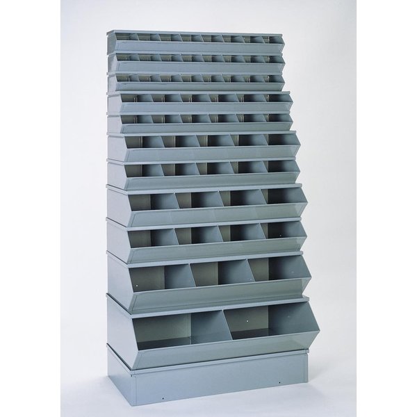 Steel Sectional Stacking Bin, 9 1/2 in D x 20 1/2 in H x 12 in W, 1 Shelves, Gray