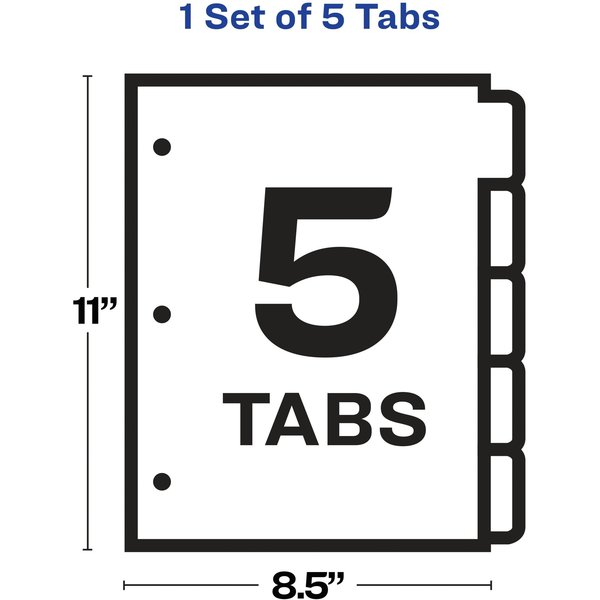 AveryÂ® Index MakerÂ® Clear Label Dividers 11416, 5-Tab Set, White