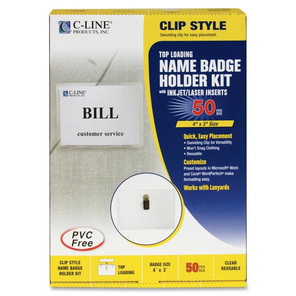 Clip Style Badge Holders, 4 x 3