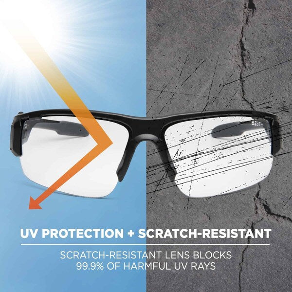 Safety Glasses, Traditional Clear PC Decenter Lens, Anti-Fog, Scratch-Resistant