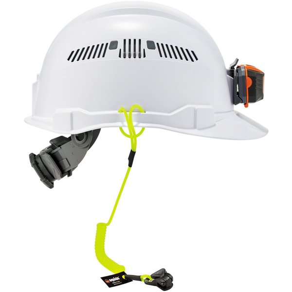 Coil Hard Hat Lanyard, Clamp, 13in. L, Lime