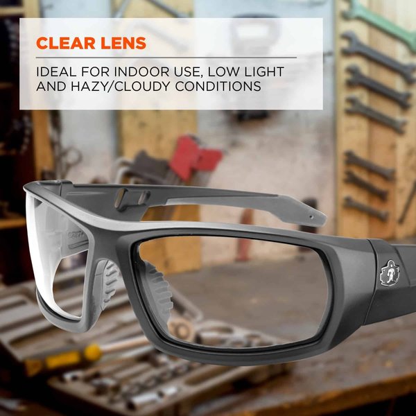 Safety Glasses, Traditional Clear PC Decenter Lens, Scratch-Resistant