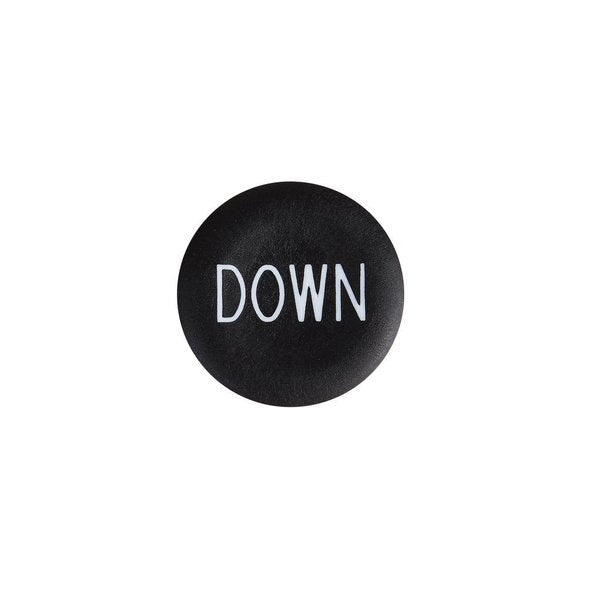 Black cap marked down for circular pushb