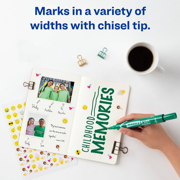 Large Desk-Style Permanent Marker, Chisel Tip, Green