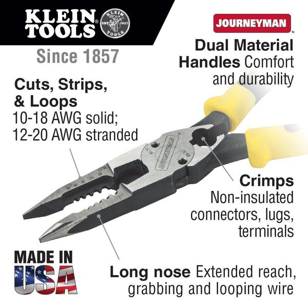 Pliers, All-Purpose Needle Nose Pliers with Crimper, 8.5-Inch