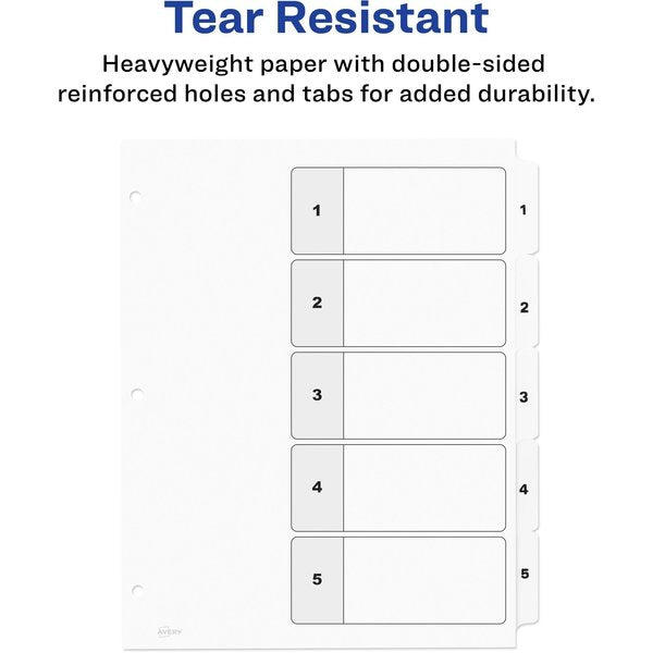 AveryÂ® Ready IndexÂ® Table of Contents Dividers 11130, 5-Tab Set