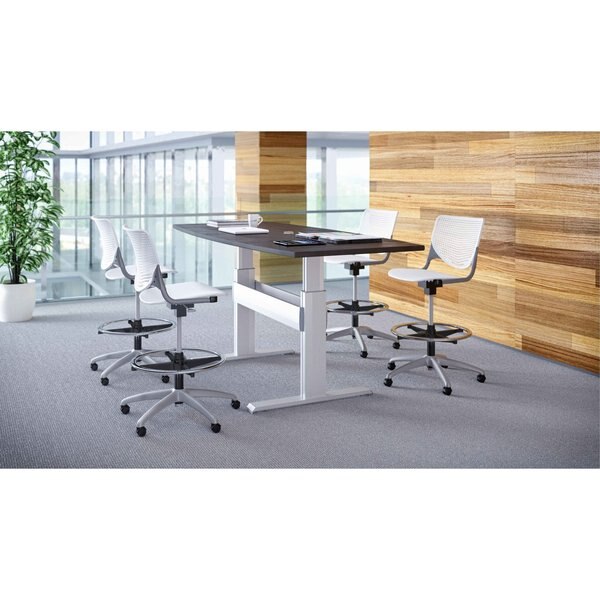 Poly Adjustable Stool, Perforated Back, Color: White, Sky Blue