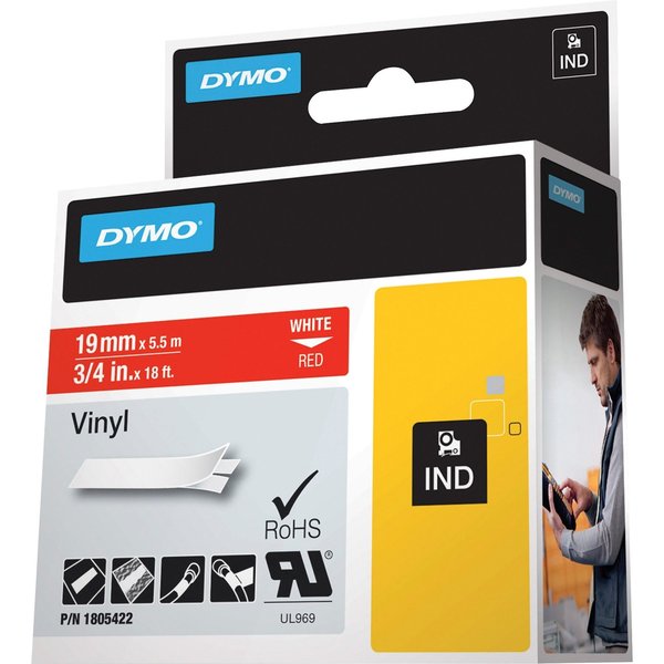 Rhinoâ¢ Label Cartridge, White/Red, 18 ft. L