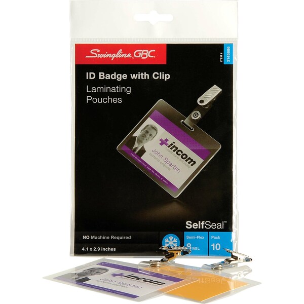 Pouch, Lam, Badge, Self-Adh, Cr, PK10