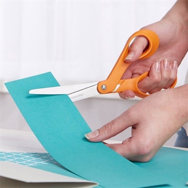 Scissors, 8 In L, Orange, Ambidextrous