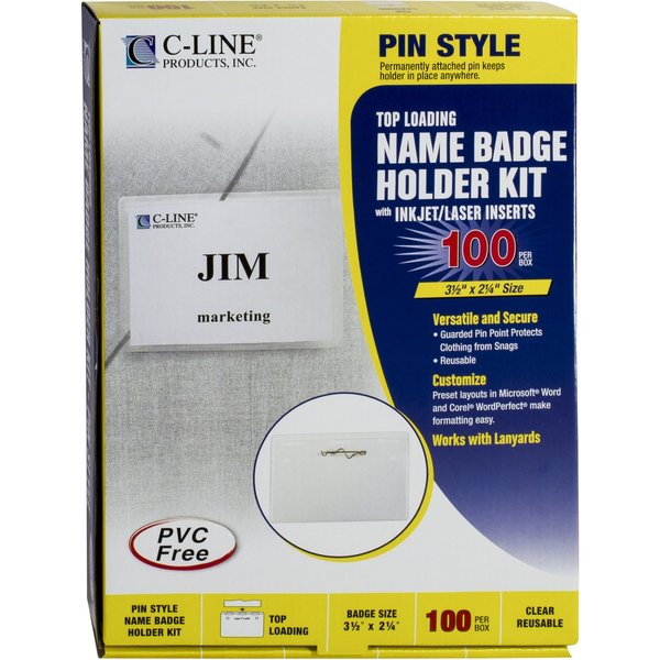 Name Badge, Pin, Insert, 3.5 x 2-1/4