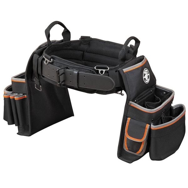 Black Ballistic Nylon Tool Belt, L, 26 Pockets