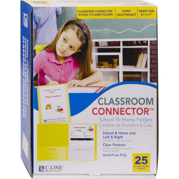 Classroom Connector Folders, Yellow, PK25