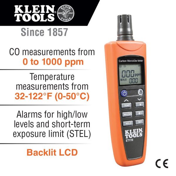Carbon Monoxide Detector with Carry Pouch and Batteries