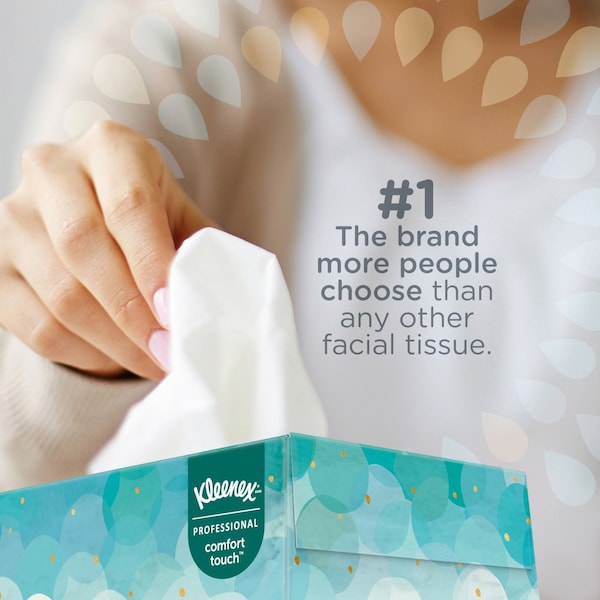 Facial Tissue, Kleenex Comfort Touch, Flat Box, 2 Ply, 100 Sheets/Box, 36 Pack