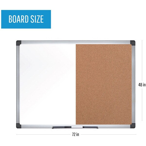 Bulletin/Whiteboard Combination 4 ft.x6ft., Aluminum Frame