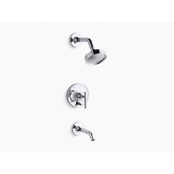 Purist(R) Rite-Temp(R) Pressure-Balancing Bath And Shower Faucet Trim With Push-Button Diverter And Lever Handle, Valve Not Included