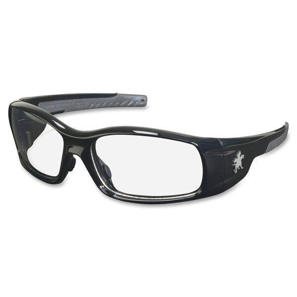 Safety Glasses, Wraparound Clear Polycarbonate Lens, Scratch-Resistant