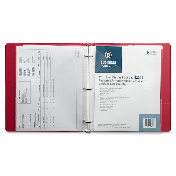 Pocket, Binder, Poly, Clr, PK5