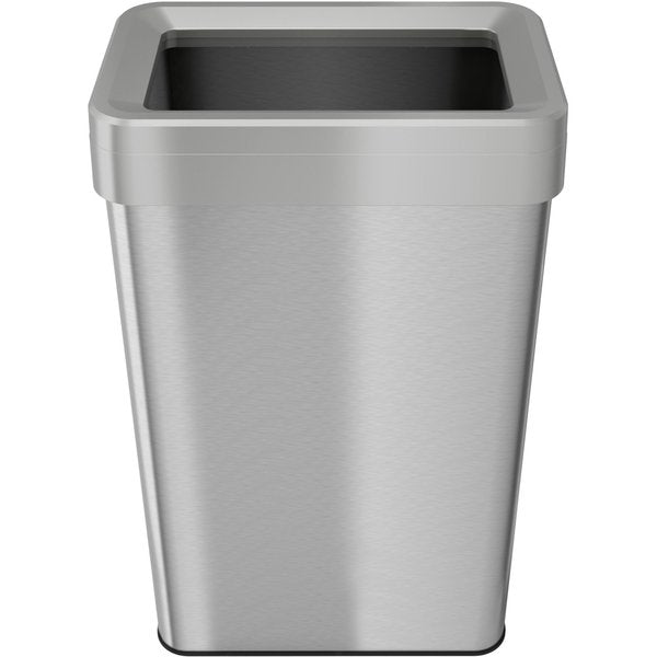21 gal Rectangular Trash Can, Silver, Stainless Steel
