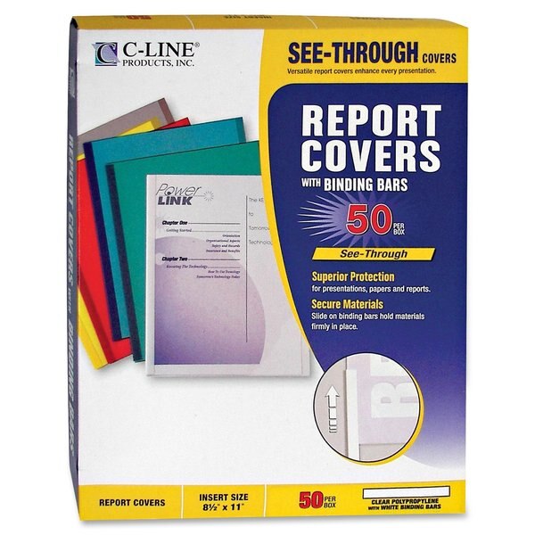 Report Covers, Binding Bars, Clear, PK50