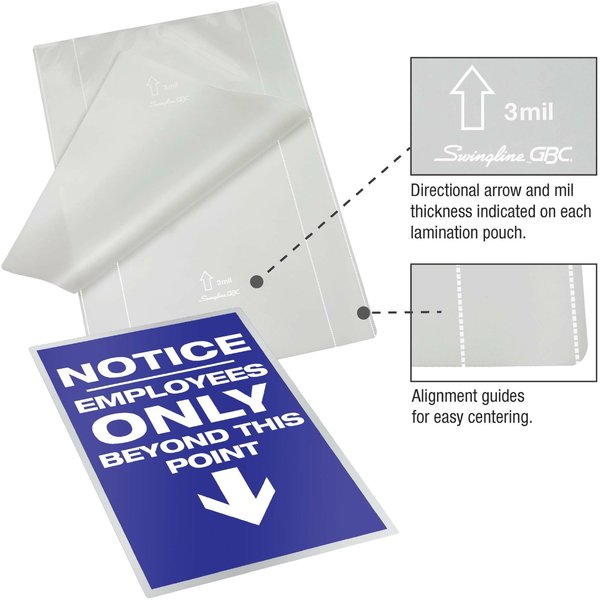 Heat Laminating Pouches, 11-1/2x9in, PK100