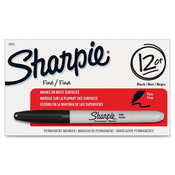 Black Permanent Marker, Fine Tip, PK12