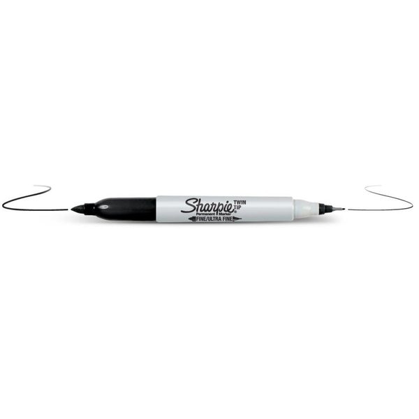 Permanent Marker, Fine/Ultra Fine Tip Black PK2