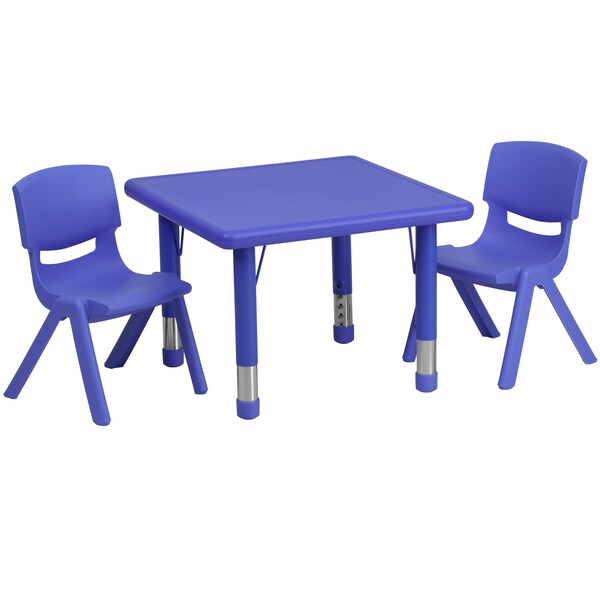 Square Activity Table, 24 X 24 X 23.75, Plastic, Steel Top, Blue