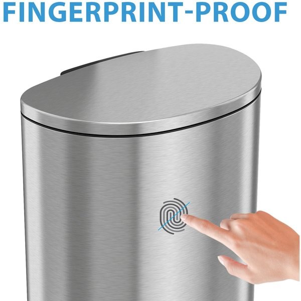 13 gal Round Trash Can, Silver, Stainless Steel