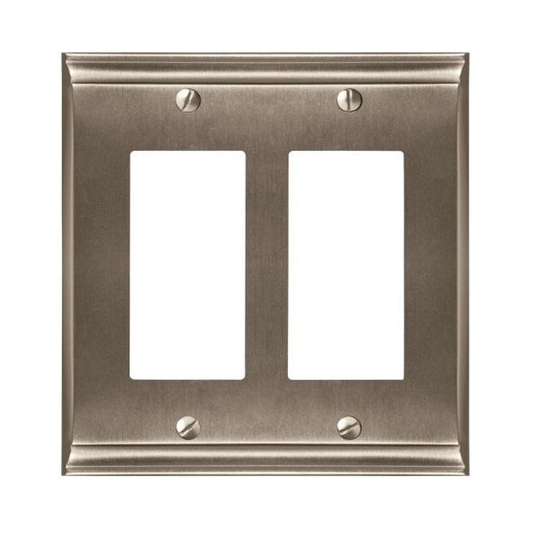Candler 2 Rocker Wall Plates, Number of Gangs: 2 Zinc, Satin Nickel Finish