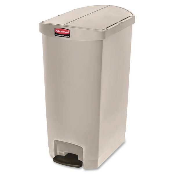 18 gal Rectangular Trash Can, Beige, 14 1/2 in Dia, Step-On, Plastic