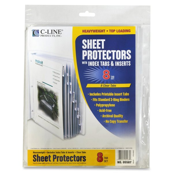 Sheet Protector Set, 8 Tab, Clear, PK8
