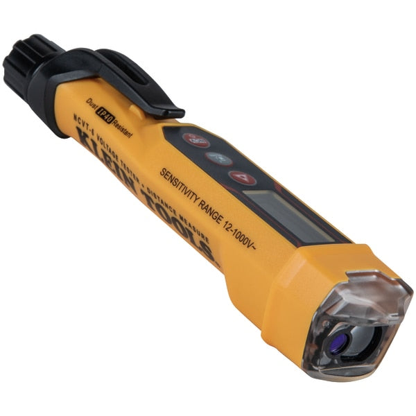Non-Contact Voltage Tester Pen, 12-1000V AC, with Laser Distance Meter