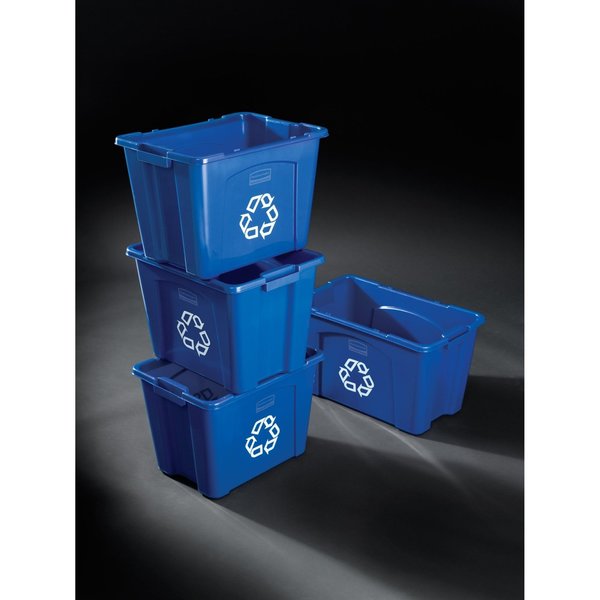 14 gal Rectangular Recycling Bin, Open Top, Satin Black/Satin Black, 1 Openings