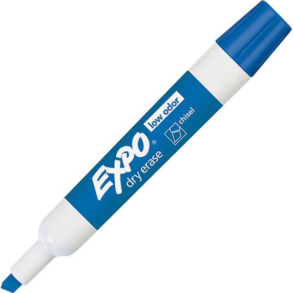 Dry Erase Marker, Chisel Tip, Blue PK12 Low Odor