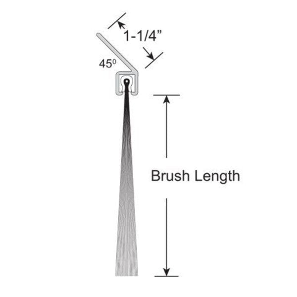Brushseal, Polyp., 1-1/4-in x 45 Degree Holder, 1-in Brush, 94-in.