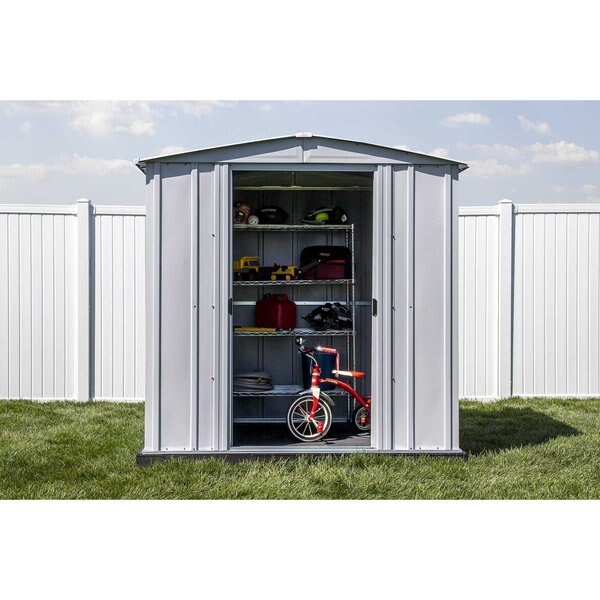 6x5 Classic Steel Storage Shed, Flute Grey