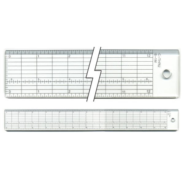 Rulers, 1.5 x 12.5 Grid Ruler with Metal Cutting Edge