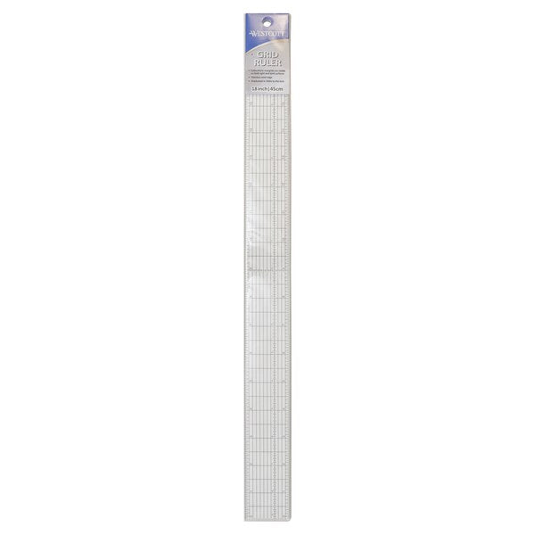 Rulers, 1.5 x 18.5 Grid Ruler with Metal Cutting Edge