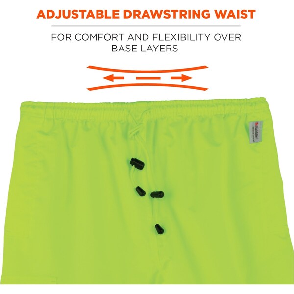 Rain Pants, Breathable, Hi-Vis Lime, M