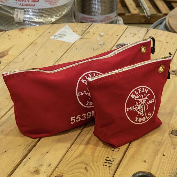 Canvas Bag with Zipper, Large Red, Canvas, Red