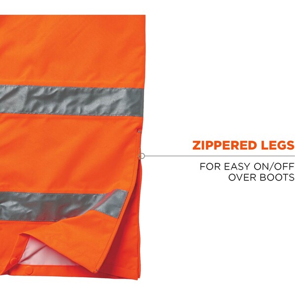 Rain Pants, Breathable, Hi-Vis Orange, M