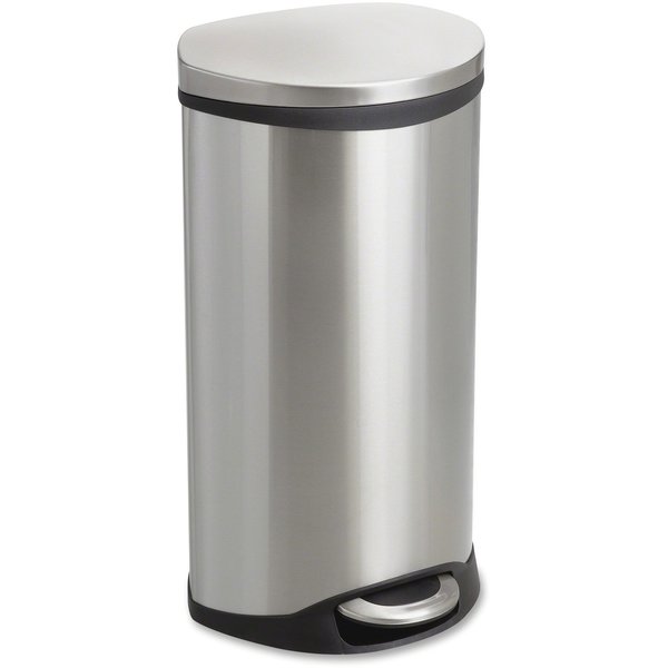7-1/2 gal Oval Wastebasket, Stainless Steel, 15