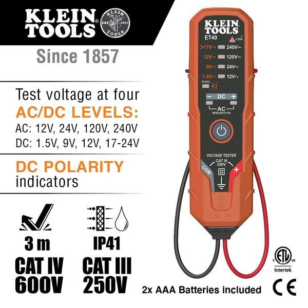 Electronic AC/DC Voltage Tester 12 to 240V AC, 1.5 to 24V DC